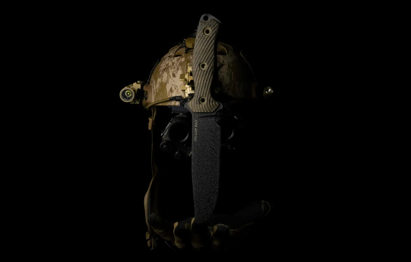 Photo wallpaper knife, helmet, helmet, edged weapons