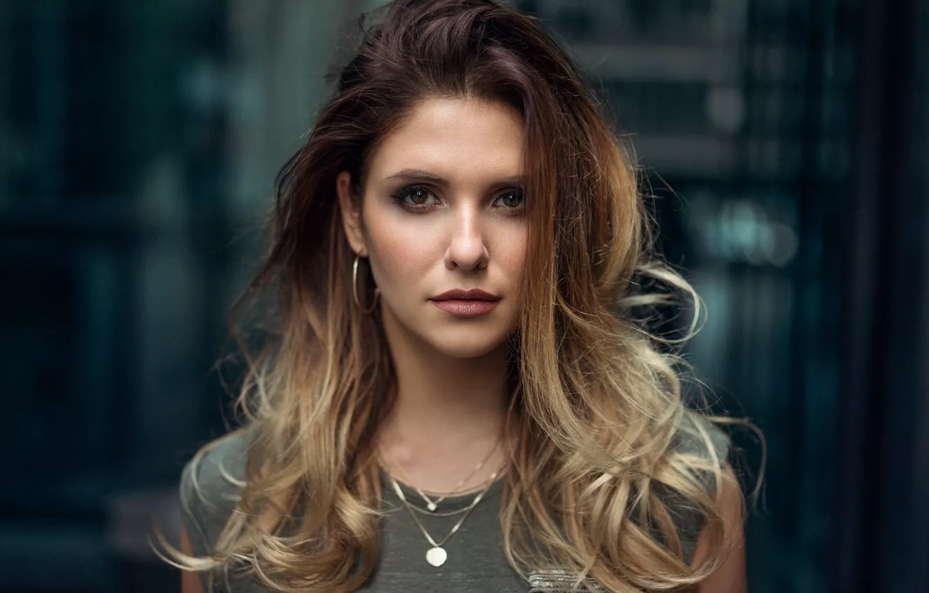 Photo wallpaper girl, background, portrait, makeup, hairstyle, beautiful, bokeh, Martin Kühn