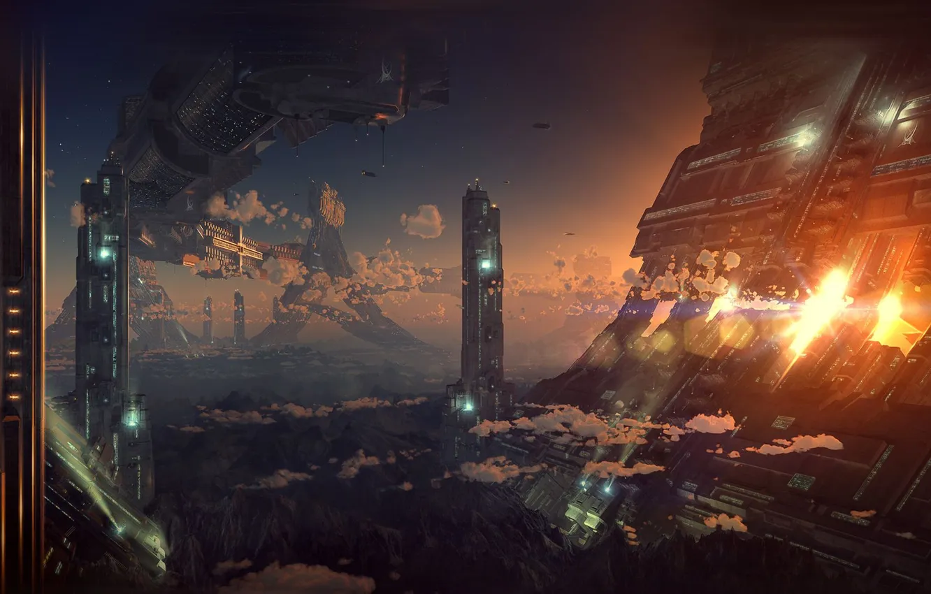 Photo wallpaper the city, future, orbit, sci fi city