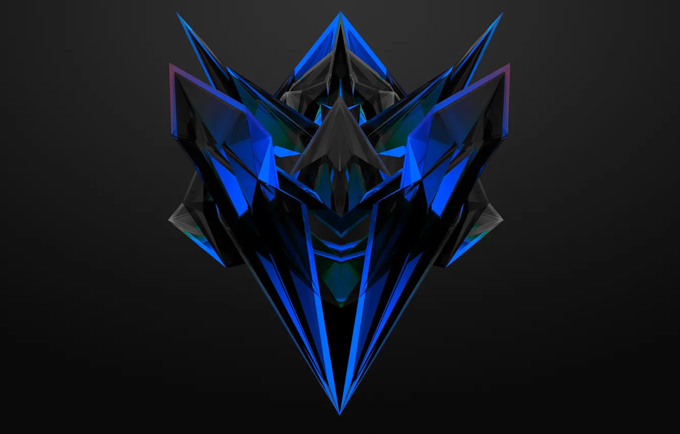 Photo wallpaper abstraction, the dark background, glow, neon, crystals, abstraction, Justin Maller, Justin Muller