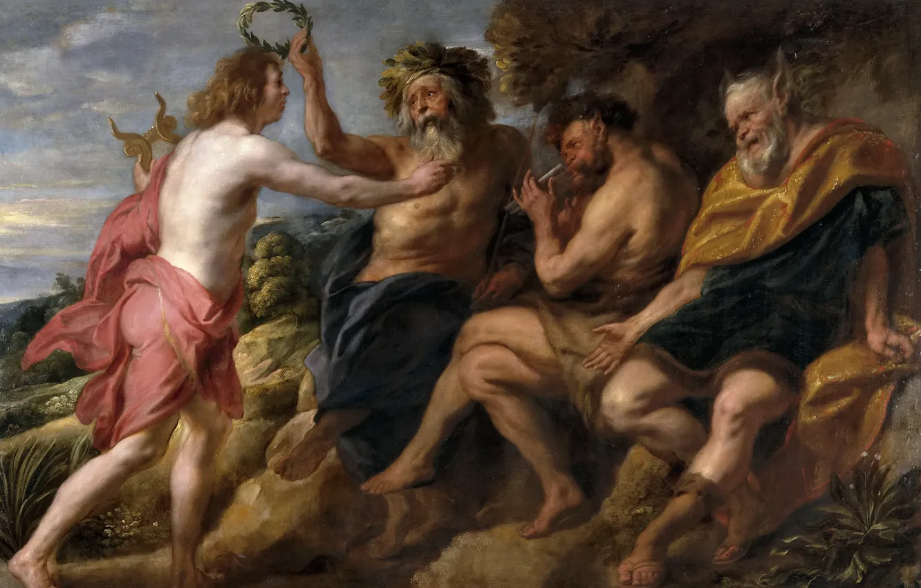 Photo wallpaper picture, mythology, Apollo Winning Pan, Jacob Jordaens