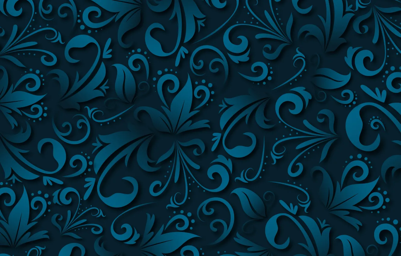 Photo wallpaper flowers, blue, retro, Wallpaper, pattern, ornament, abstract