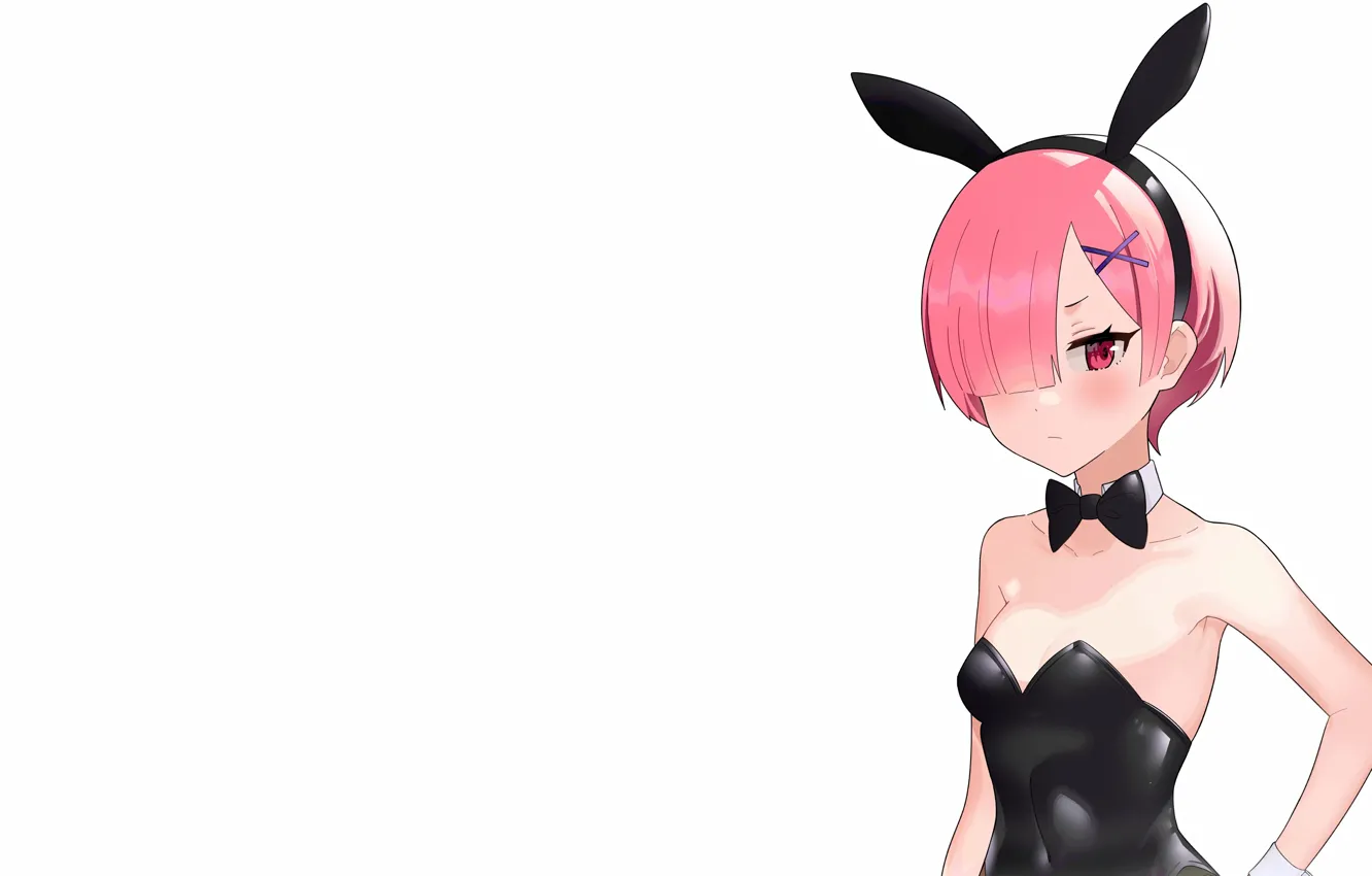 Photo wallpaper girl, sexy, cleavage, pink hair, boobs, anime, beautiful, short hair