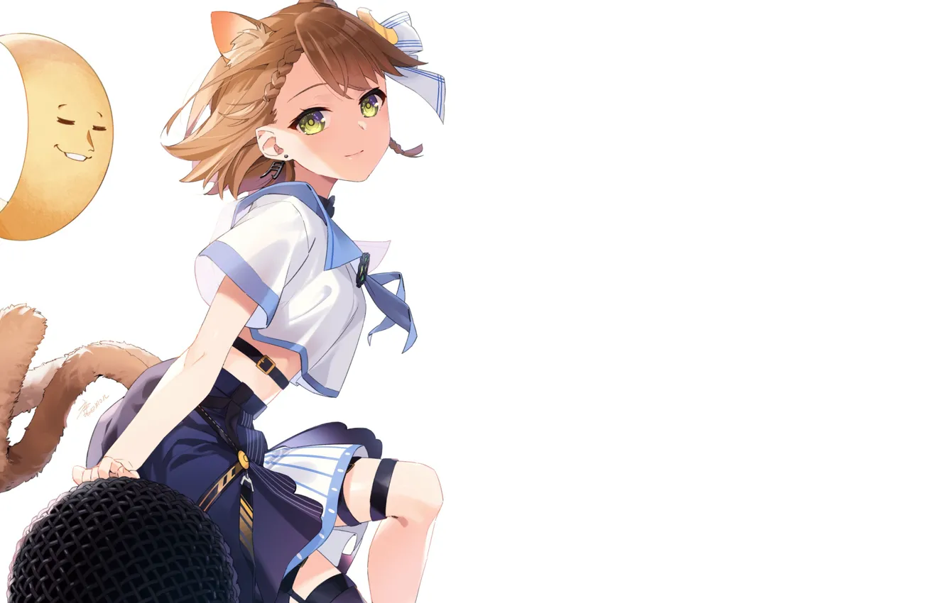 Photo wallpaper girl, moon, sexy, pussy, nothing, anime, tail, kitty