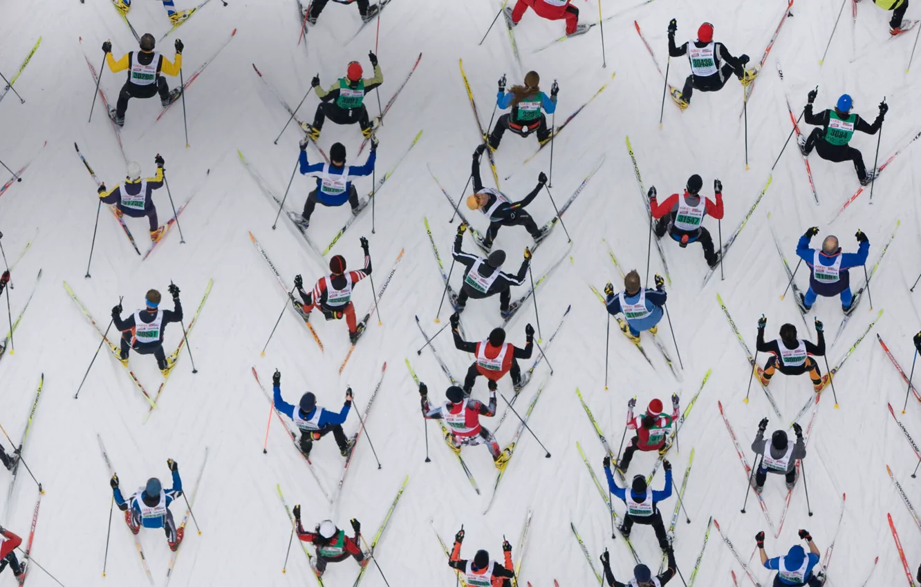 Photo wallpaper Switzerland, race, skiing, marathon, Engadine