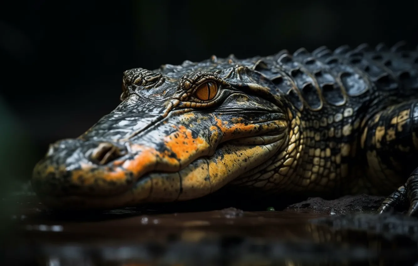 Photo wallpaper look, face, crocodile, AI art, neural network