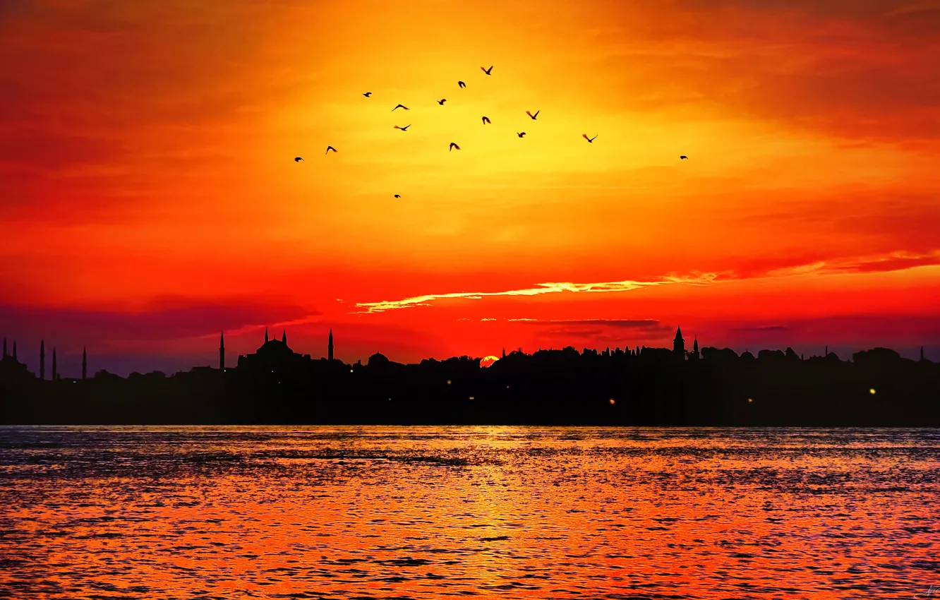 Photo wallpaper sunset, Istanbul, Turkey