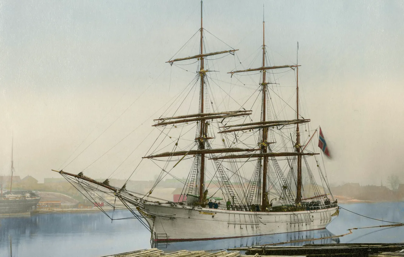 Photo wallpaper ship, picture, 1877, The Norwegian barque