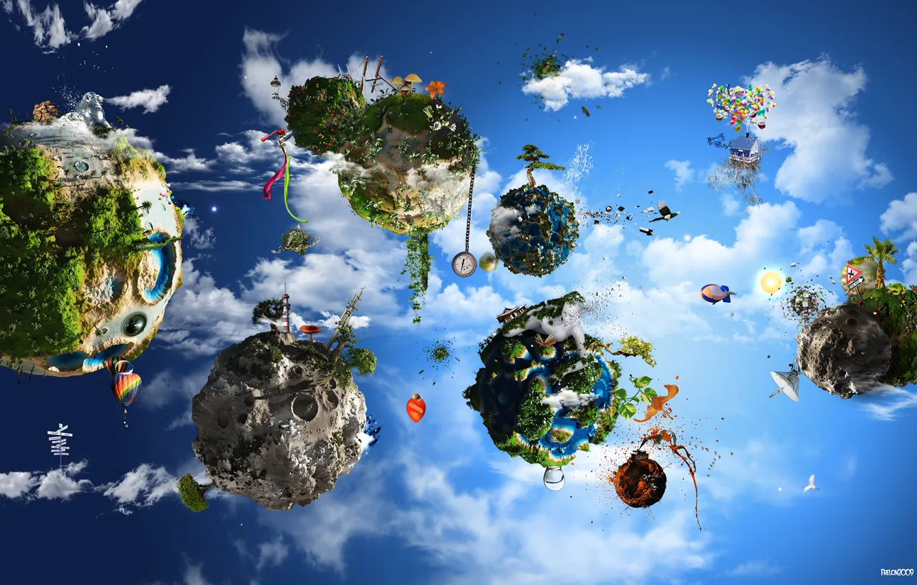 Photo wallpaper clouds, things, planet