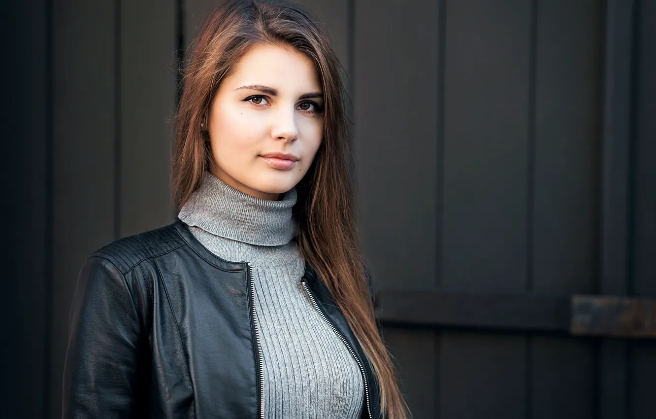 Photo wallpaper look, pose, model, portrait, makeup, jacket, hairstyle, brown hair