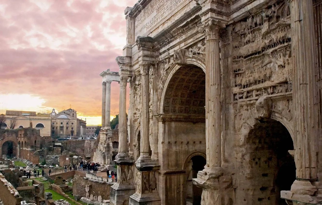Photo wallpaper Rome, Italy, Palatine, Arch of Septimius Severus