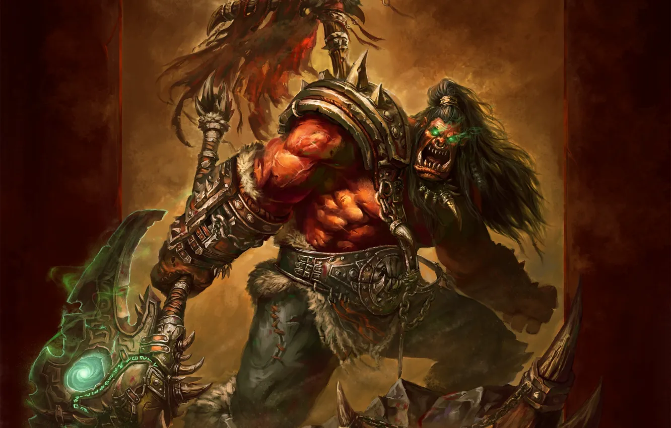 Photo wallpaper warrior, Orc, wow, Grom Hellscream, Grom Hellscream, world of wacraft