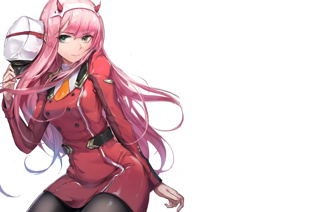 Photo wallpaper girl, form, pink hair, 002, Darling In The Frankxx, Cute in France, Zero Two