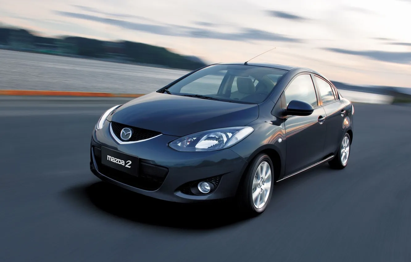 Photo wallpaper road, the sky, speed, the moment, mazda 2