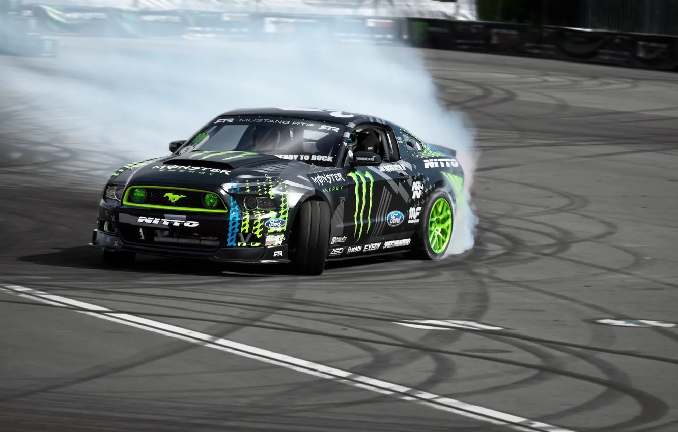 Photo wallpaper Mustang, Ford, Ford, Mustang, Drift, Drift, Monster, RTR