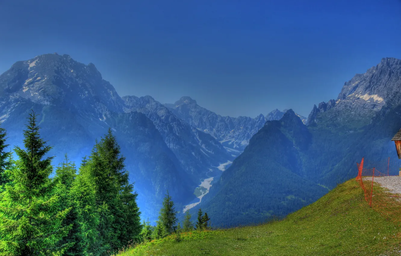 Photo wallpaper landscape, mountains, nature, HDR, Germany, Bayern, Ramsau