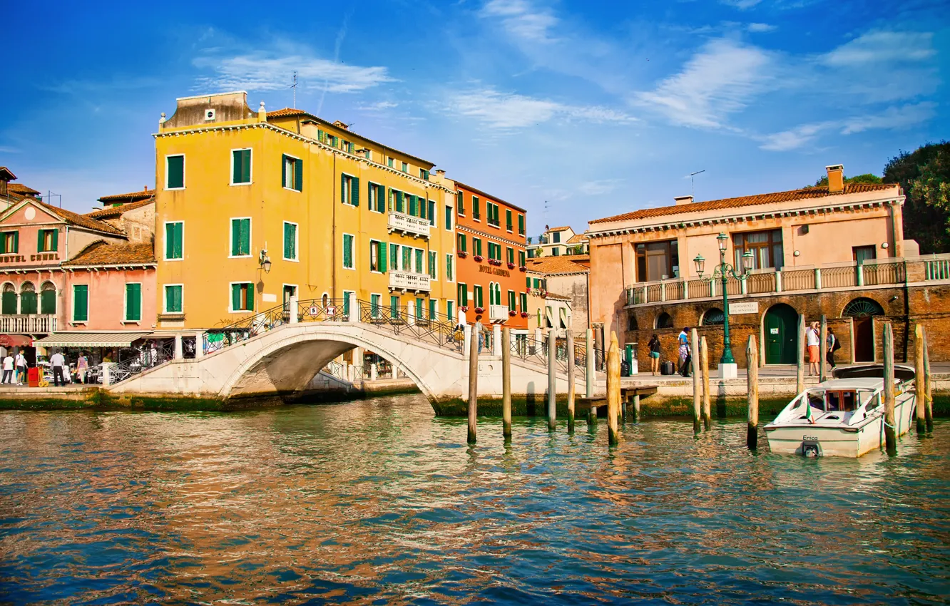 Photo wallpaper building, home, Italy, Venice, channel, the bridge, Italy, bridge