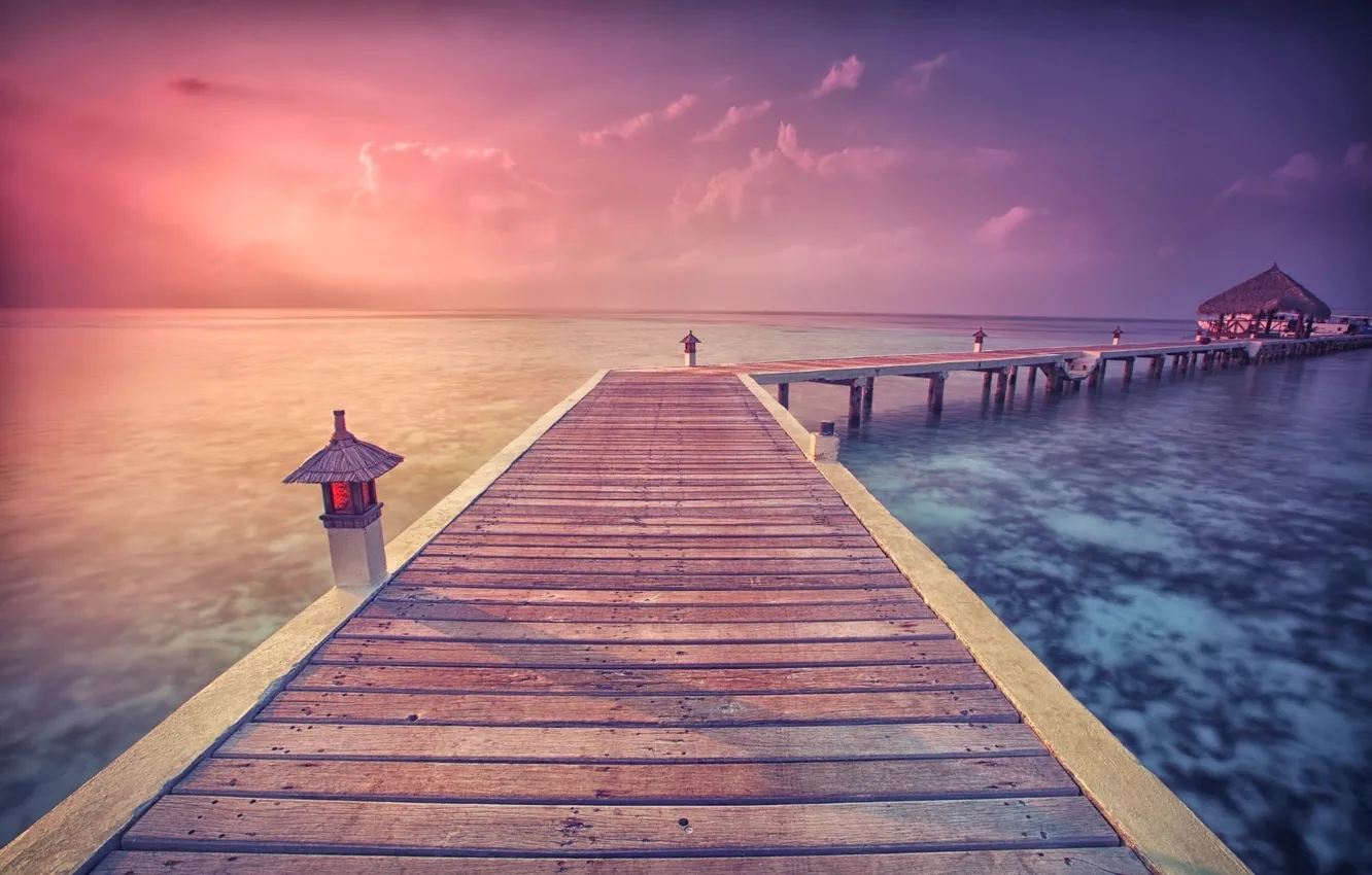 Photo wallpaper ocean, wood, pier, path
