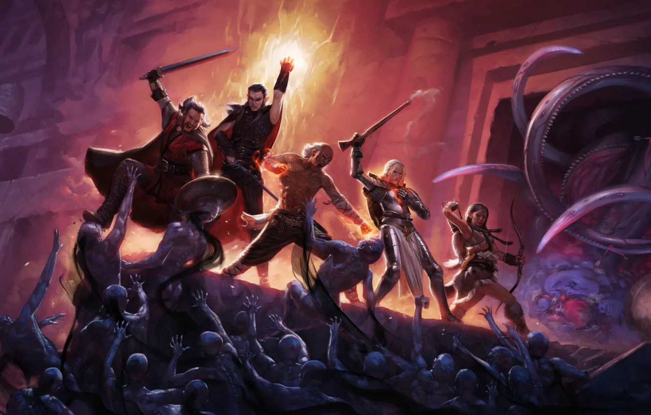 Photo wallpaper sword, zombie, gun, game, monster, armor, weapon, fight