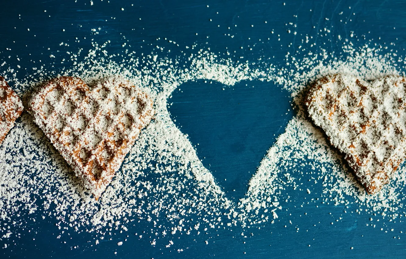 Photo wallpaper heart, cookies, cakes, flour