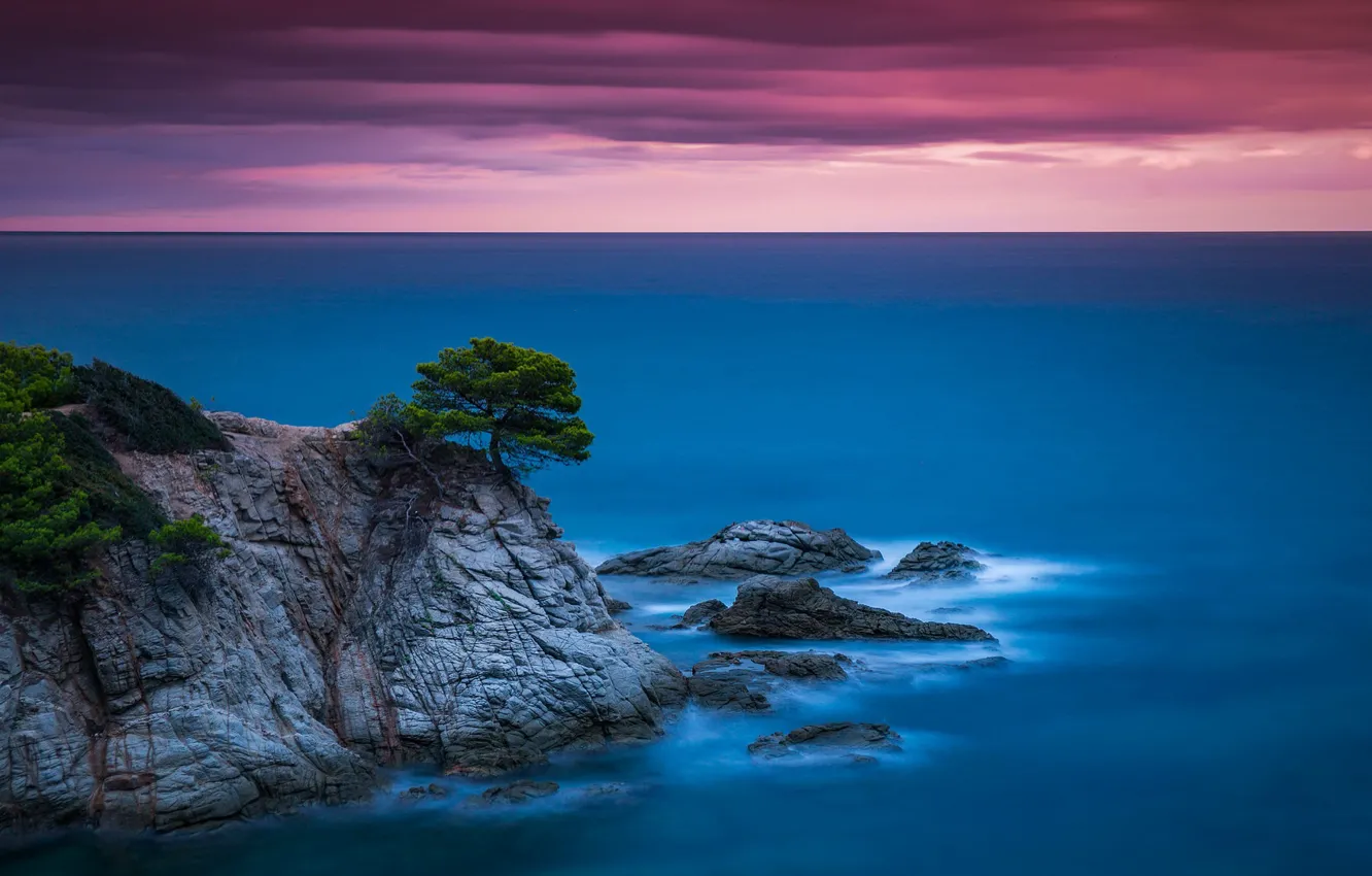 Photo wallpaper sea, sunset, shore