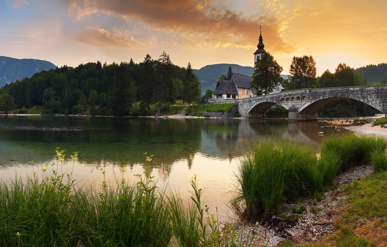 Photo wallpaper the sky, landscape, bridge, nature, the city, river, photo, home