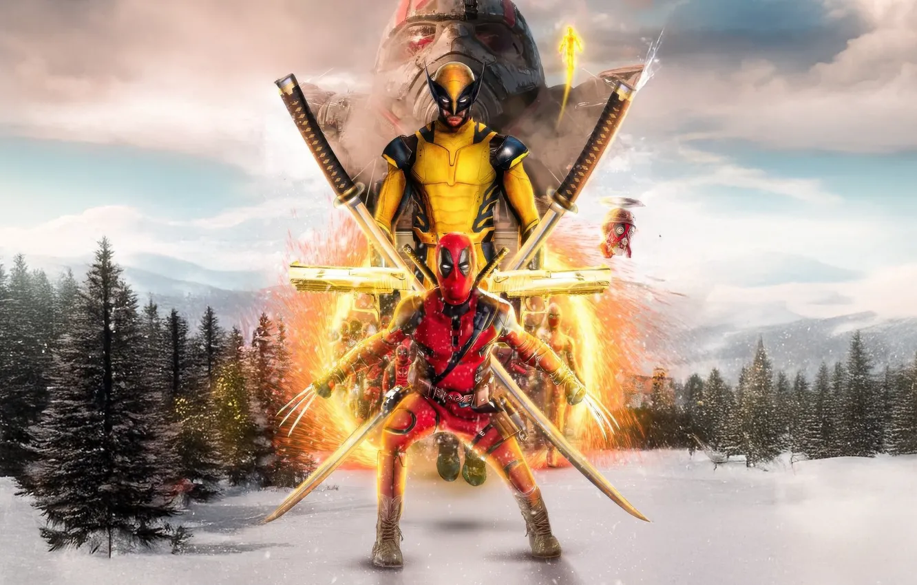 Photo wallpaper Wolverine, Deadpool, reluctant