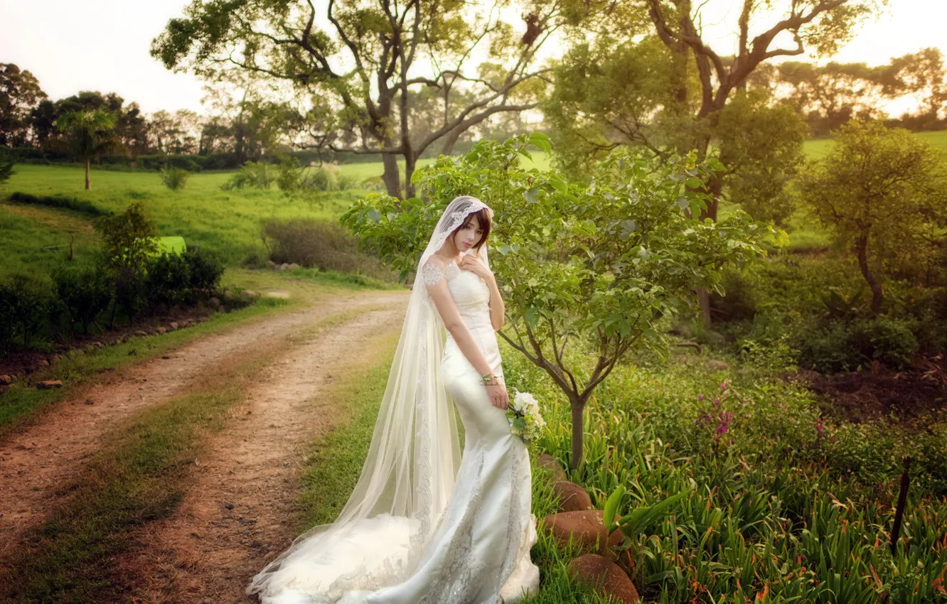 Photo wallpaper girl, style, holiday, the bride