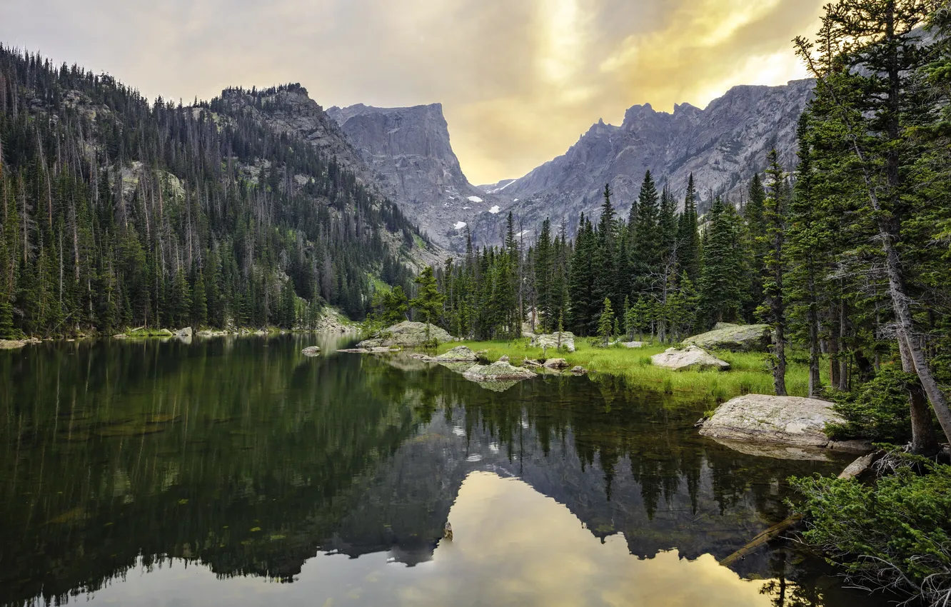 Photo wallpaper summer, mountains, lake