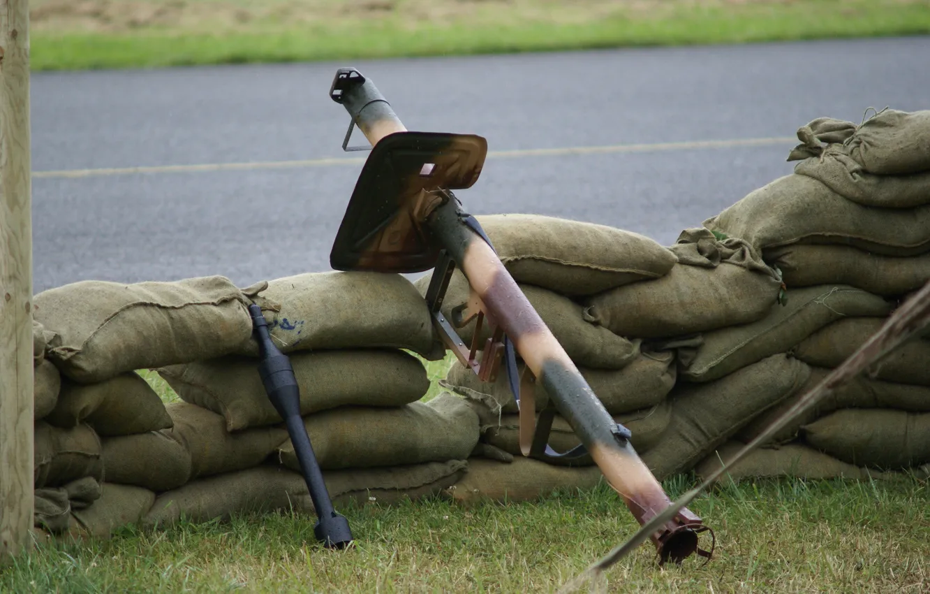 Photo wallpaper grenade launcher, bag, action, jet, manual, garnet, German, anti-tank
