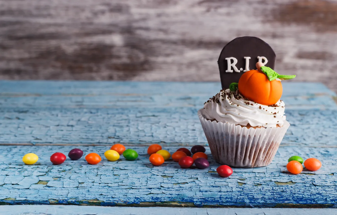 Photo wallpaper decoration, holiday, cream, cupcakes, Heluin