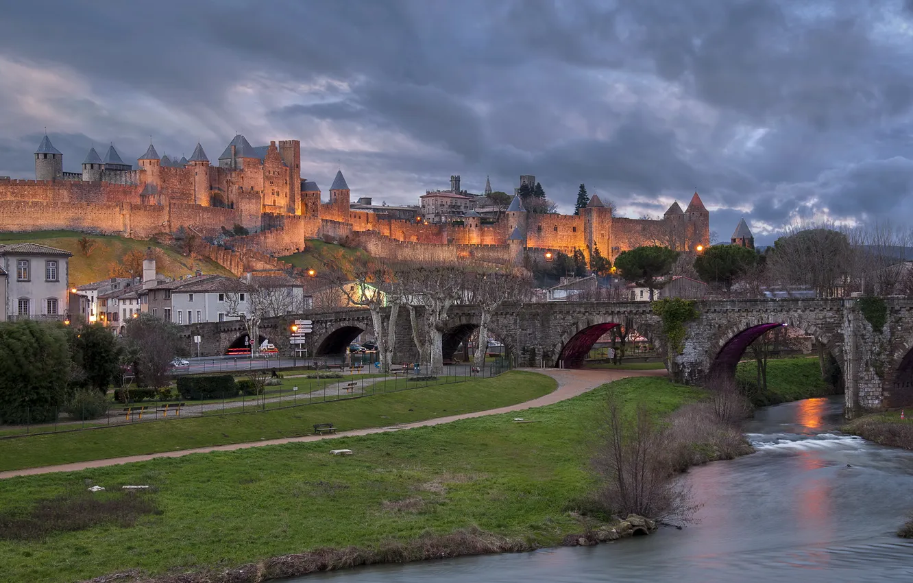 Photo wallpaper France, cal, castels, Carcassonne.