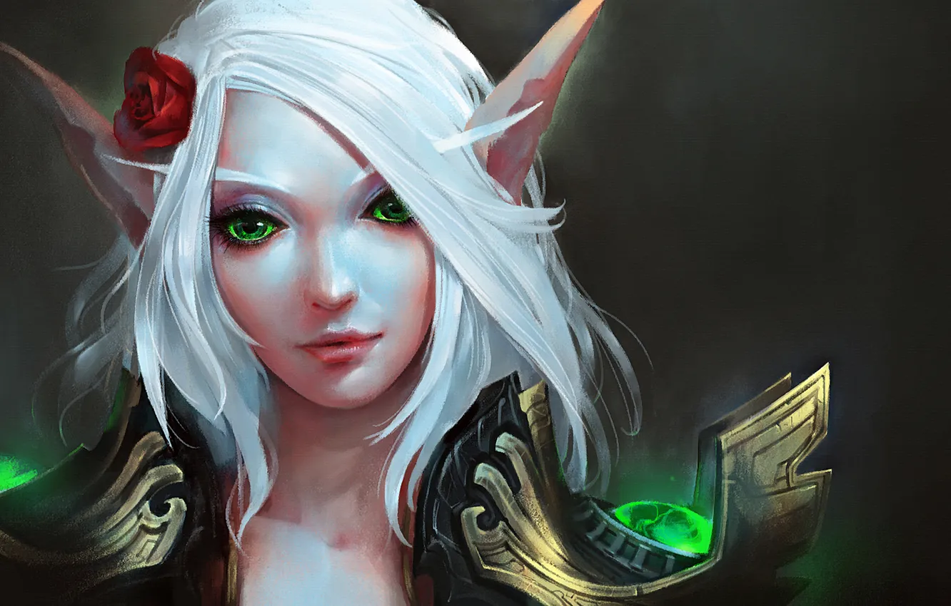 Photo wallpaper look, roses, World of Warcraft, wow, blood elf, elf armor