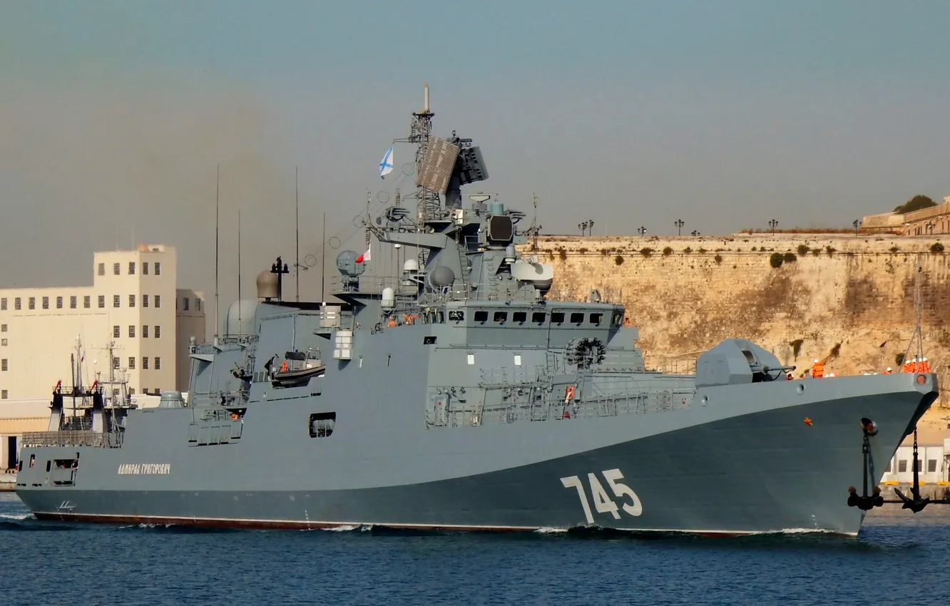 Photo wallpaper frigate, Malta, patrol ship, "Admiral Grigorovich", Valletta, the project 11356, Visit