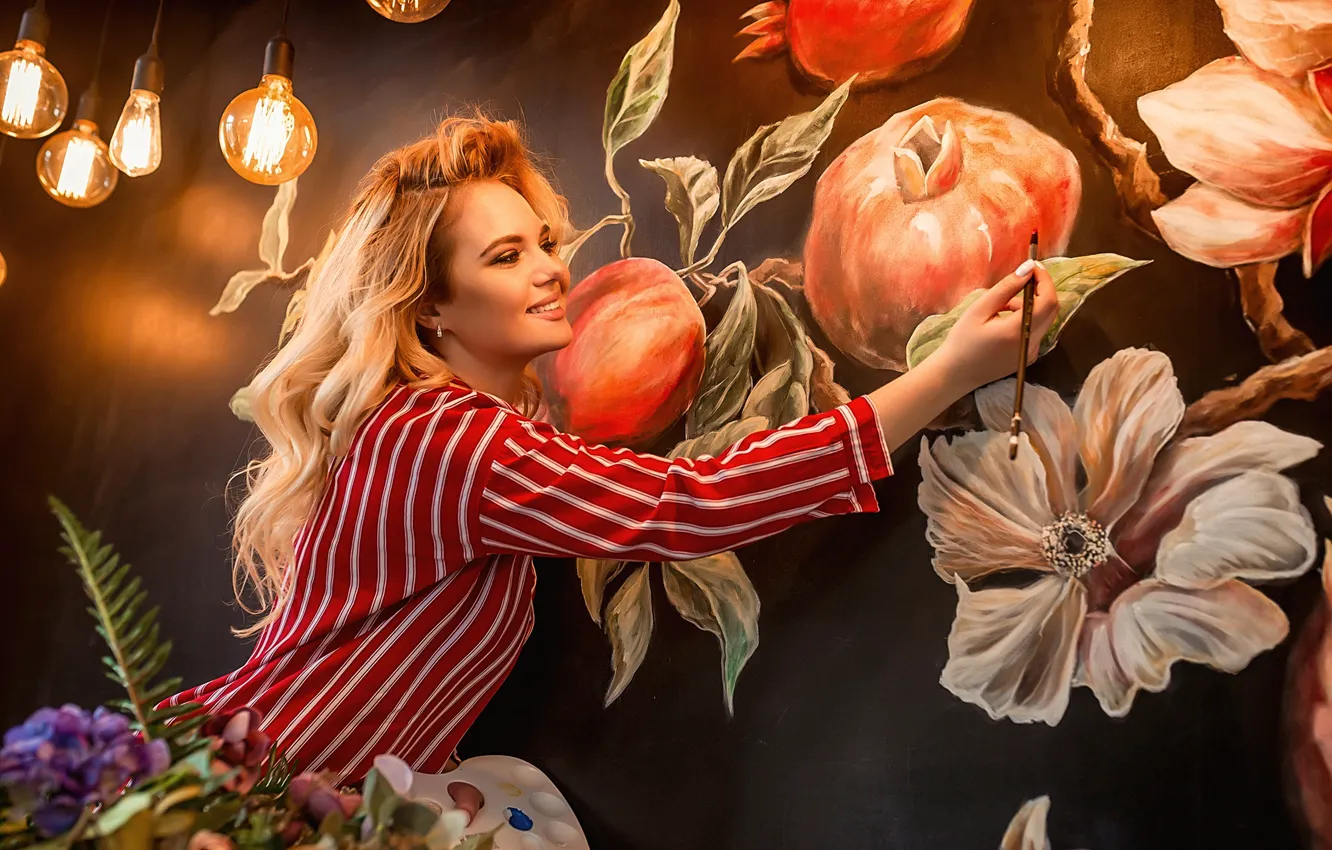 Photo wallpaper girl, mood, figure, picture, brush, light bulb, artist, A Diakov George