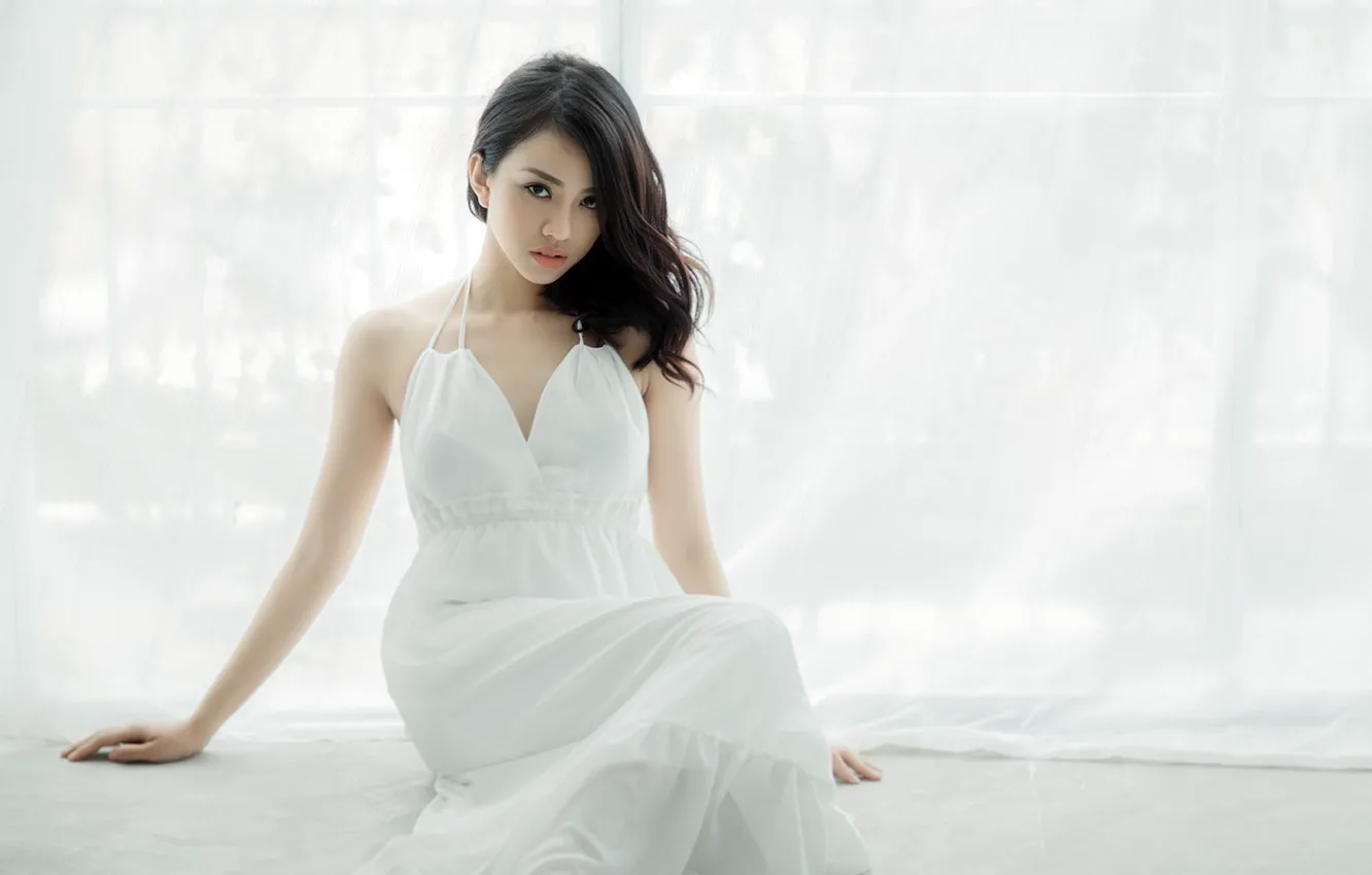 Photo wallpaper girl, sexy, dress, legs, asian