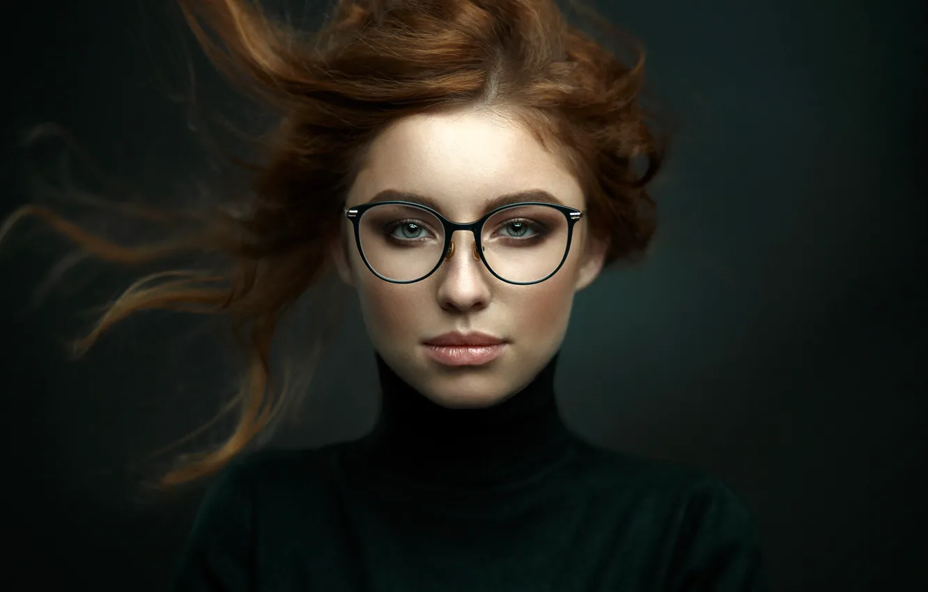 Photo wallpaper look, background, model, hair, portrait, Alina, glasses, hairstyle