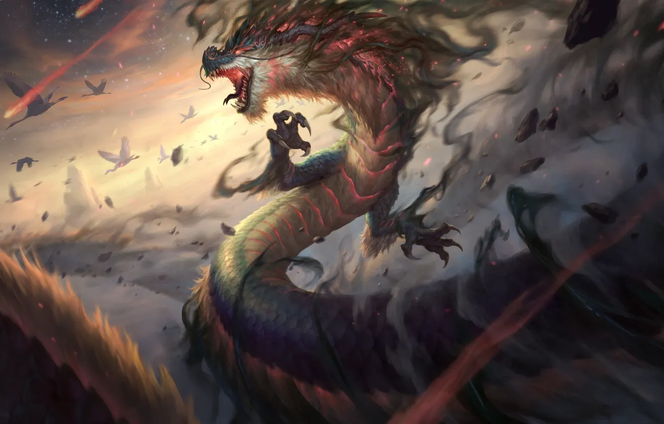 Photo wallpaper style, fiction, bird, monster, art, stork, monster, monster