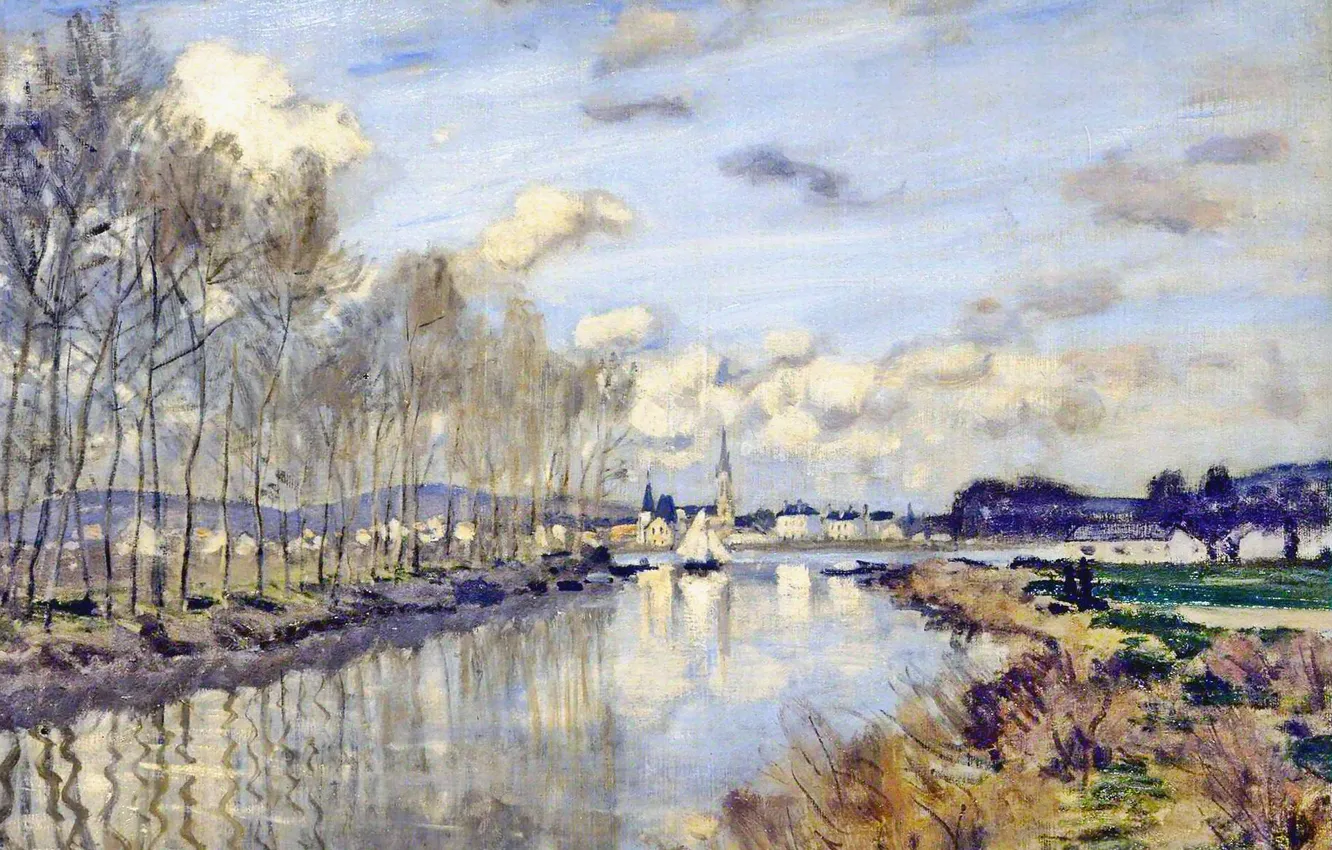 Photo wallpaper landscape, picture, Claude Monet, Seen from the Small Arm of the Seine, Argenteuil