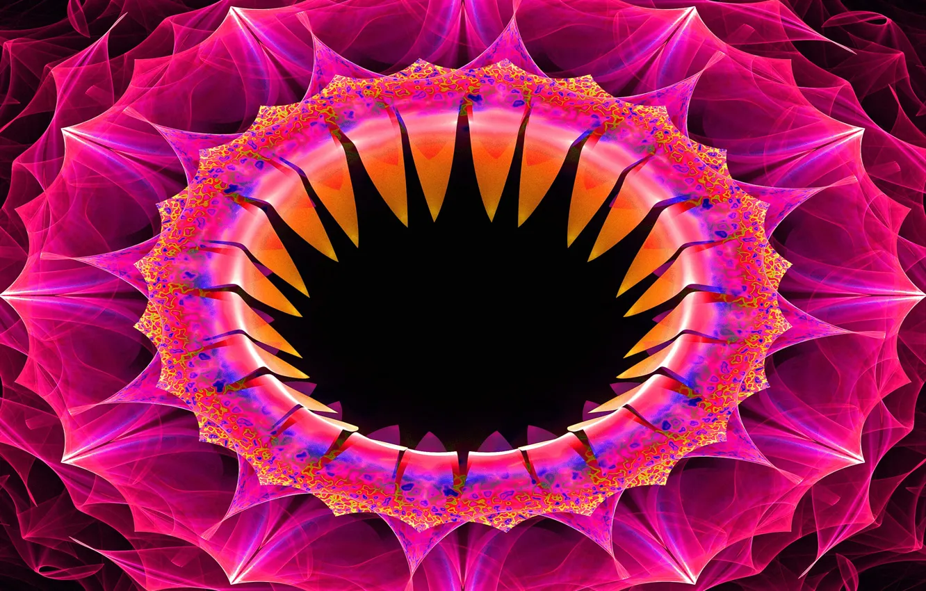 Photo wallpaper line, flowers, paint, ring, the volume