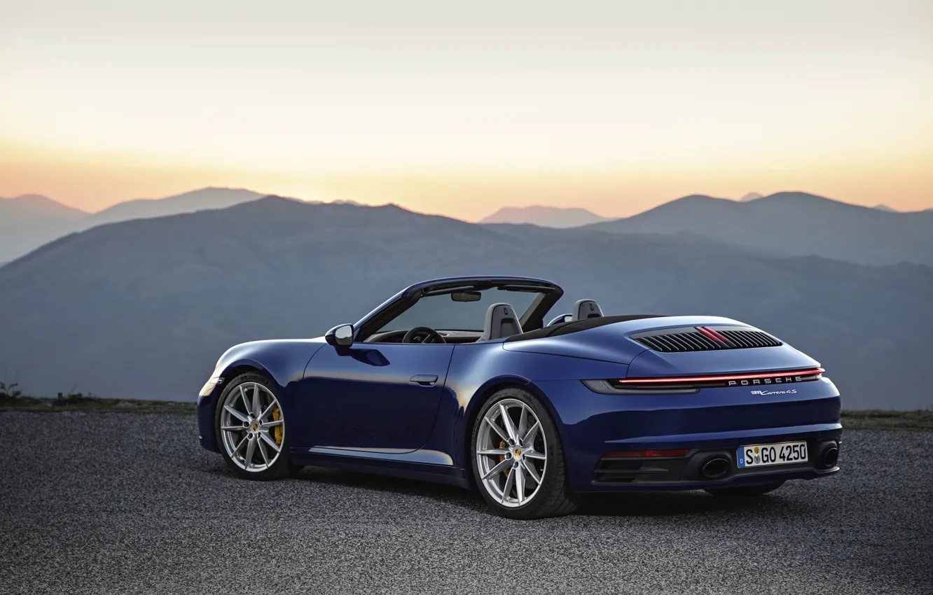 Photo wallpaper blue, 911, Porsche, convertible, Cabriolet, Carrera 4S, 992, hump