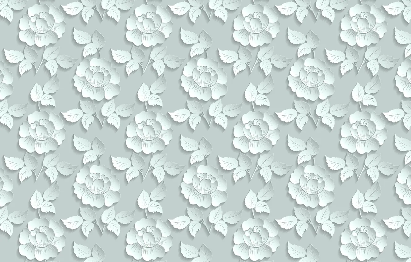 Photo wallpaper flowers, pattern, roses, the volume