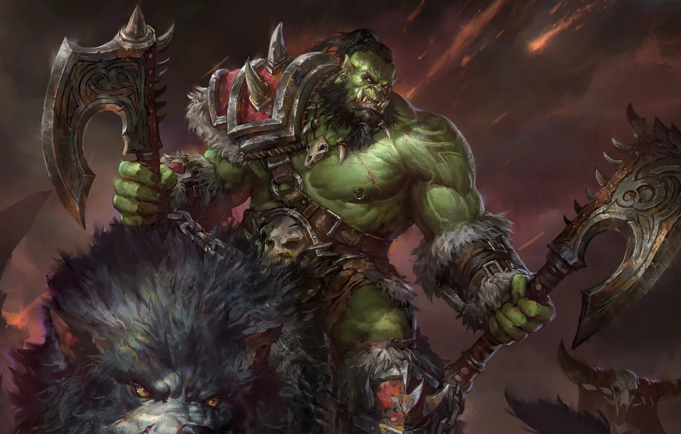Photo wallpaper WoW, Orc, world of warcraft, MMORPG, Blizzard Entertainment, orc, Grommash Hellscream, jeremy chong