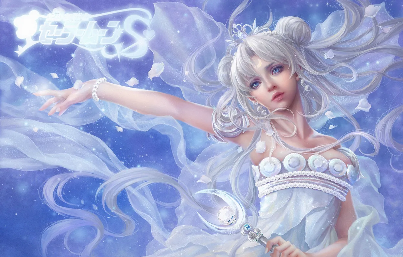 Photo wallpaper girl, art, rod, white hair, bishoujo senshi sailor moon, sunmomo, princess serenity, Epistle