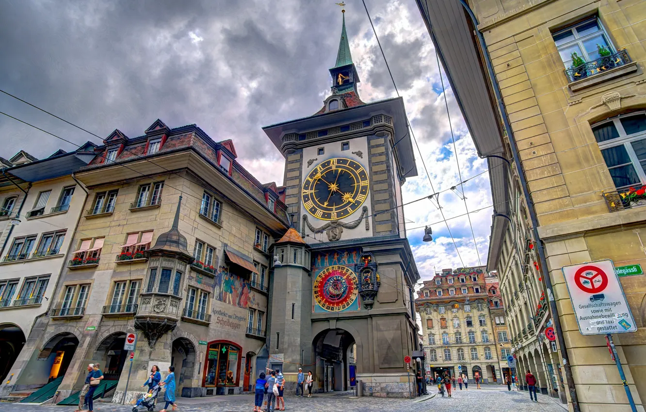 Photo wallpaper watch, tower, home, Switzerland, Bern