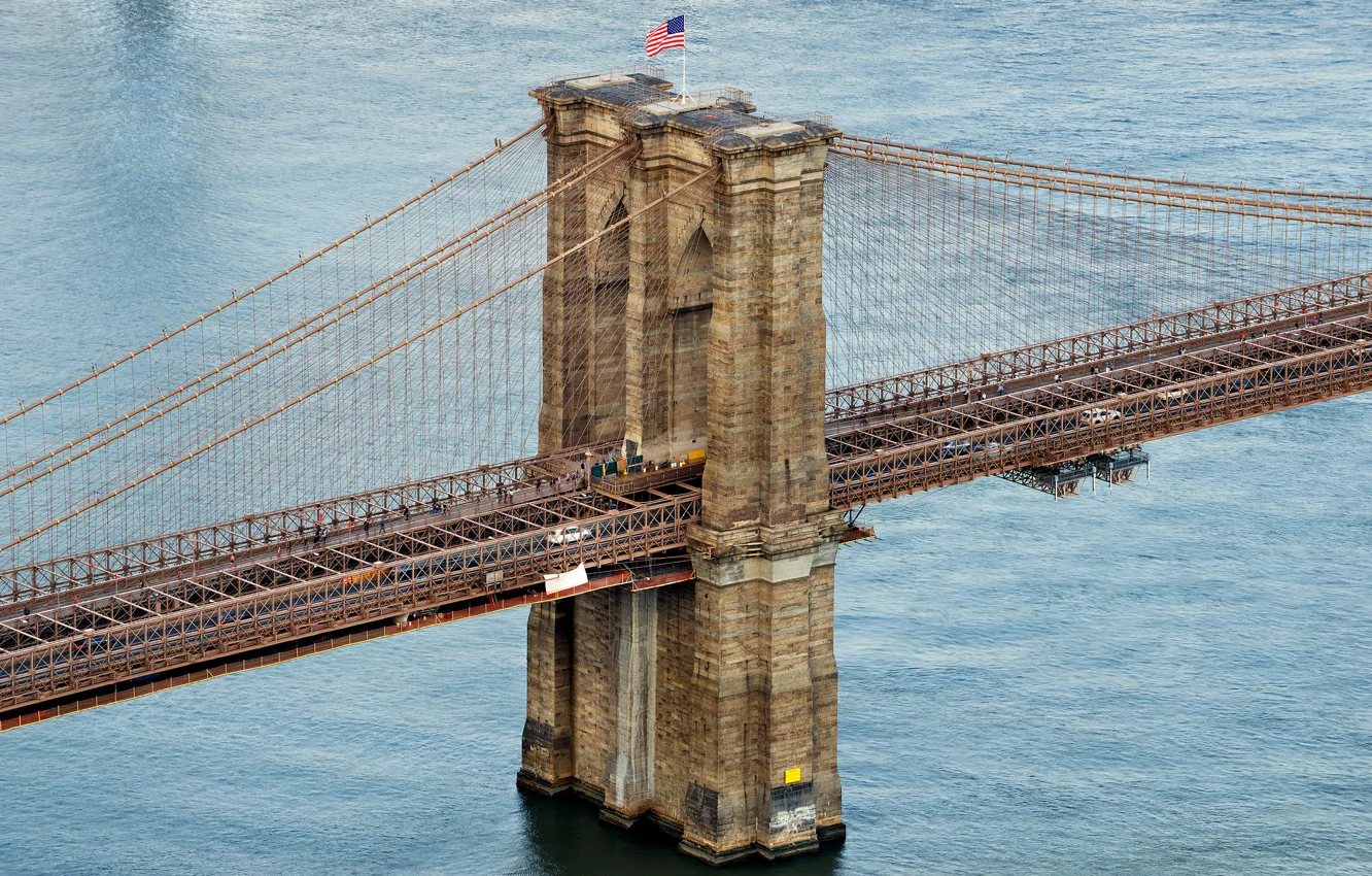 Photo wallpaper Strait, support, Brooklyn bridge, East River