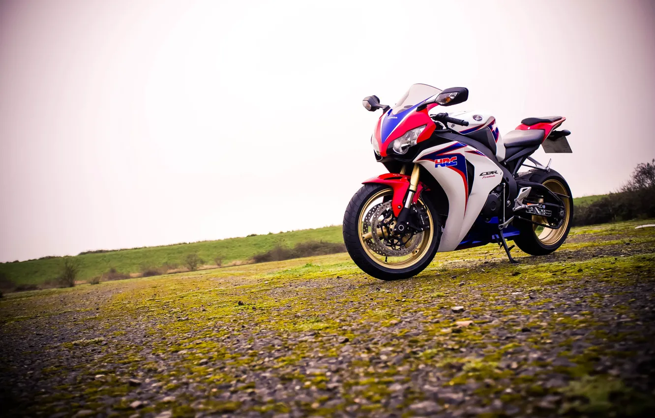 Photo wallpaper Red, Blue, White, CBR, HRC, Fireblade