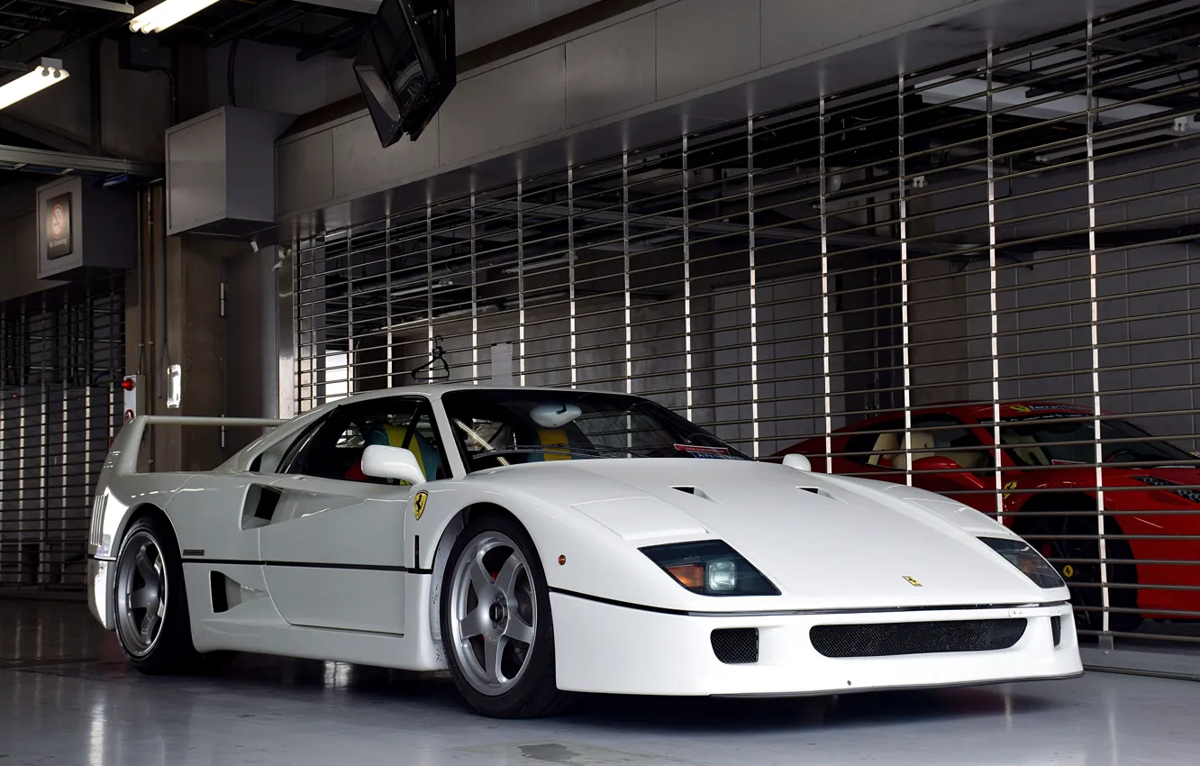 Photo wallpaper Ferrari, F40, White