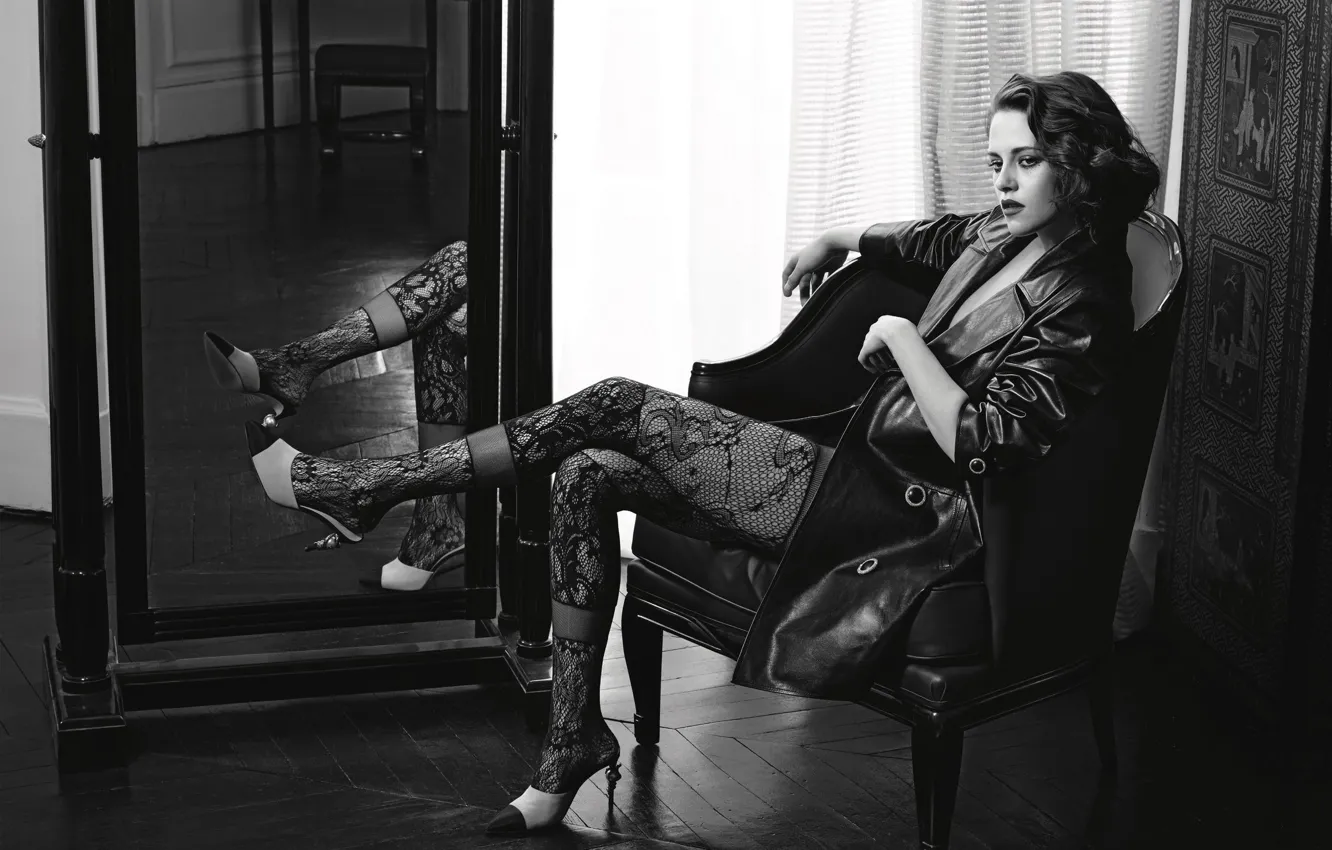 Photo wallpaper reflection, model, stockings, makeup, advertising, actress, mirror, brunette