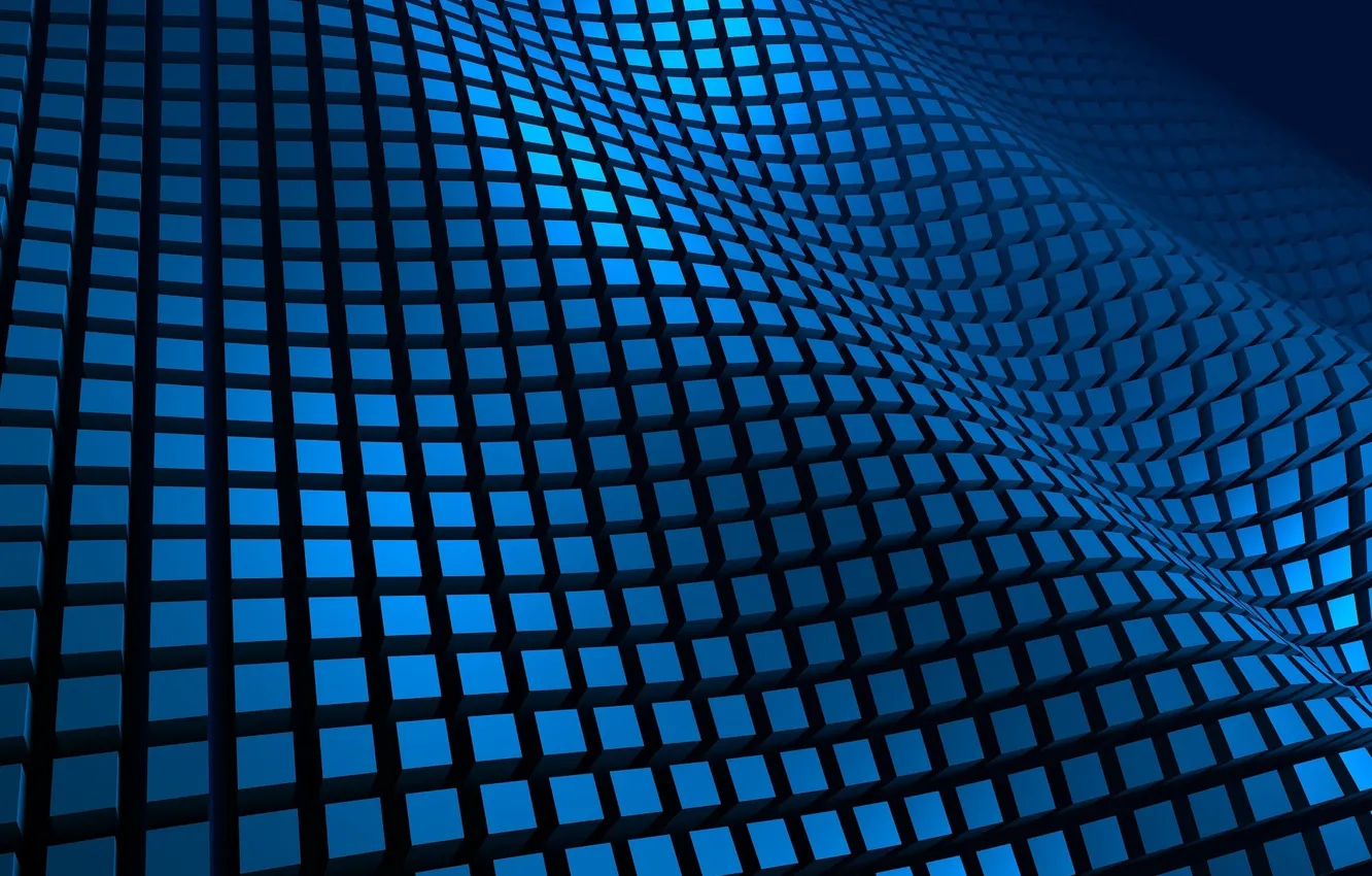 Photo wallpaper wave, squares, blue squares